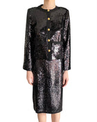 Nili Lotan Black Sequin Midi Skirt - US 6