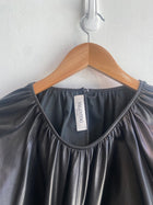 Valentino Black Leather Puff Sleeve Top - 46