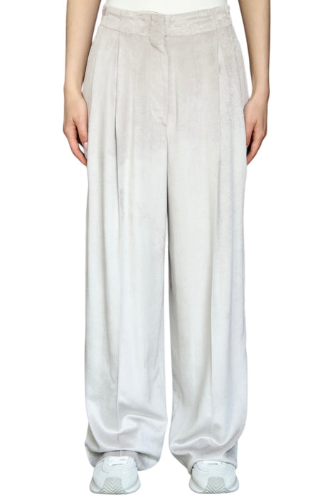Brunello Cucinelli Beige Wide Leg Velvet Trousers - IT 42 / US 6
