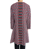 Oscar De La Renta 2015 Black & Red Tweed Check Coat - US 12