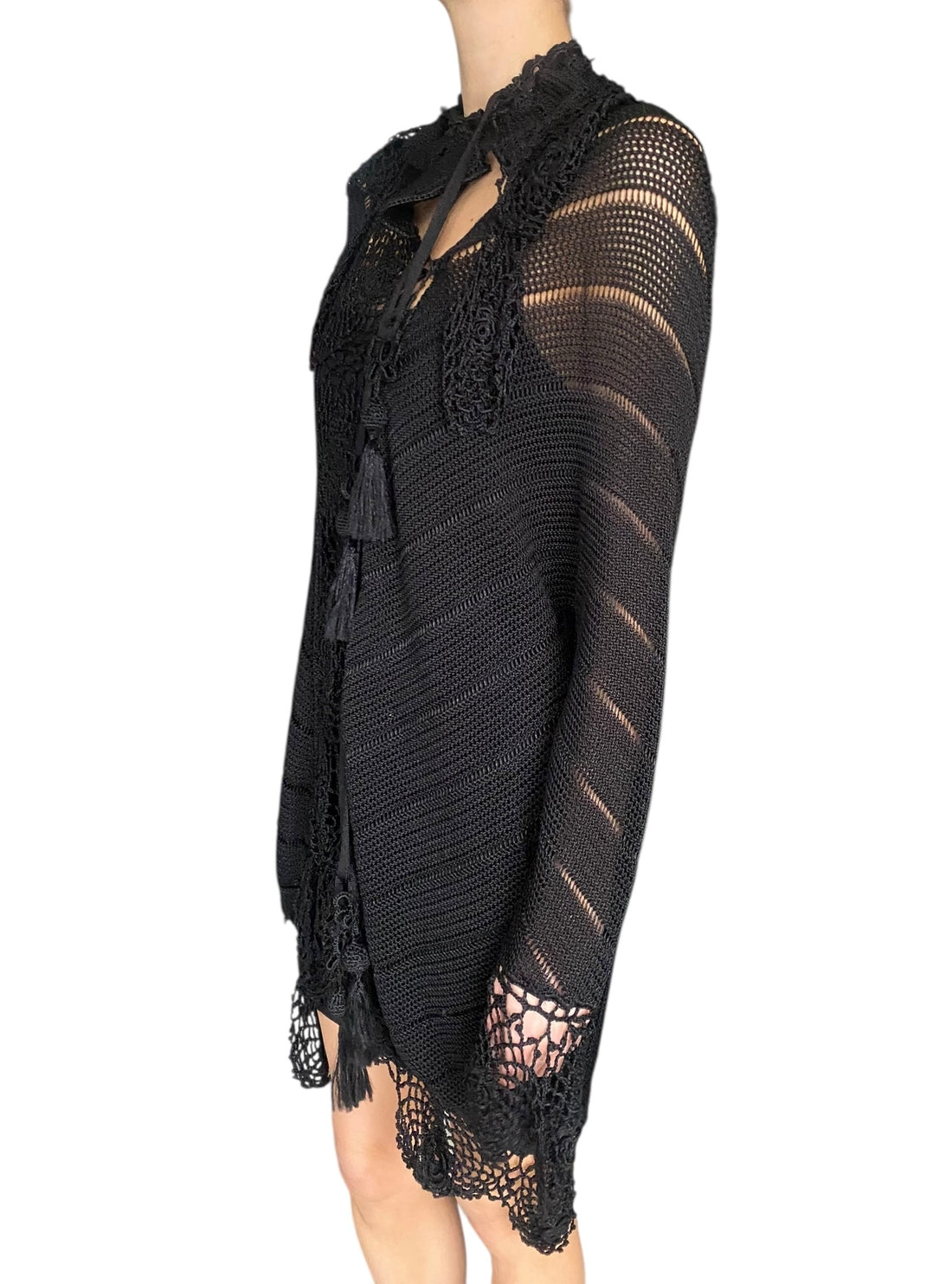 Alexander McQueen Black Floral Crochet Coverup Dress / Cardigan - US 4