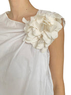 Brunello Cucinelli Ivory Floral Applique Sleeveless Top - US 2-4