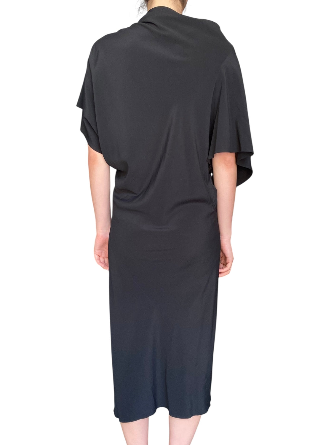 Rick Owens FW 22 Black Draped Silk Gown  - US 8