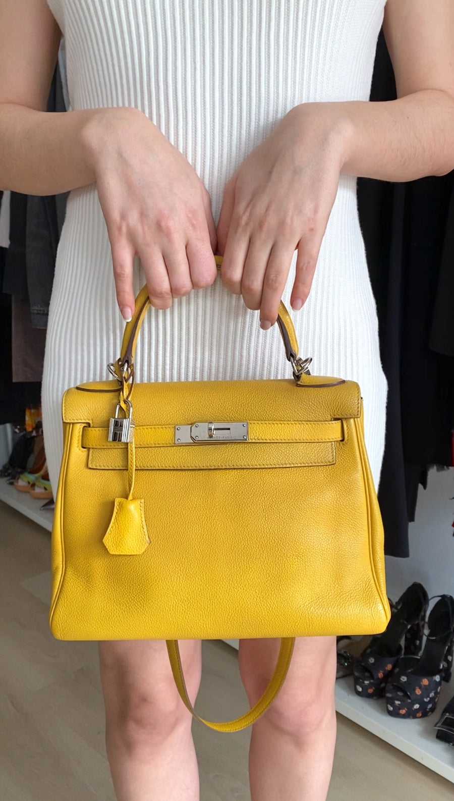 Hermes Kelly 28 Togo Jaune Ambre PHW Bag