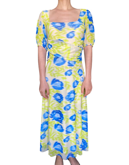 Ganni Green Floral Printed Maxi Dress - 38 / US 6