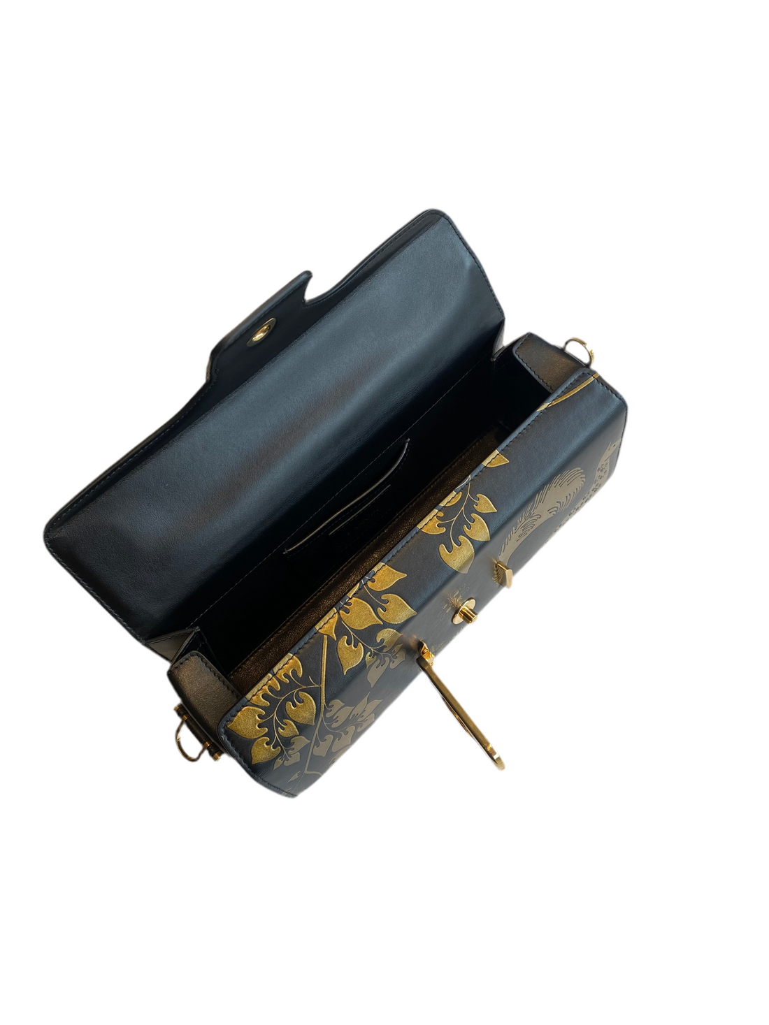 Lanvin Rateau Black & Gold Pencil Cat Top Handle Bag