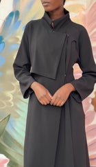 Giorgio Armani Black Crepe Wool Long Soft Trench - 42