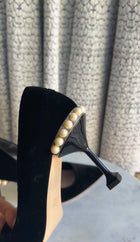 Miu Miu Black Velvet Pearl Embellished Pumps