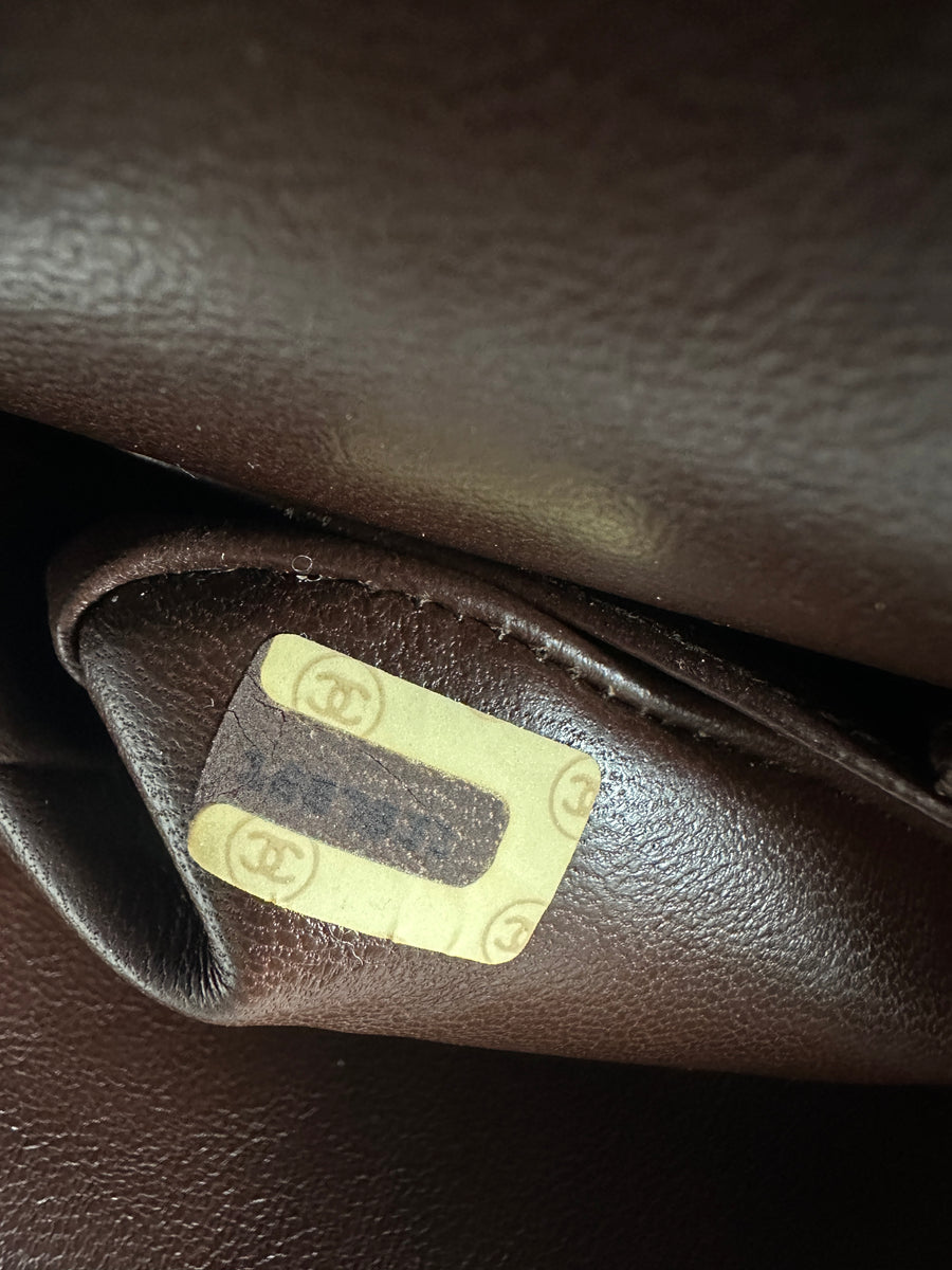 Chanel Vintage 1989 Chocolate Brown Lambskin Small Double Classic Flap Bag GHW