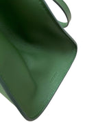 The Row Moss Green Leather Peggy Clutch with Straps