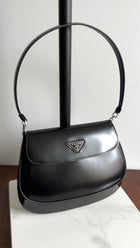 Prada Small Cleo Brushed Leather Shoulder Bag With Flap