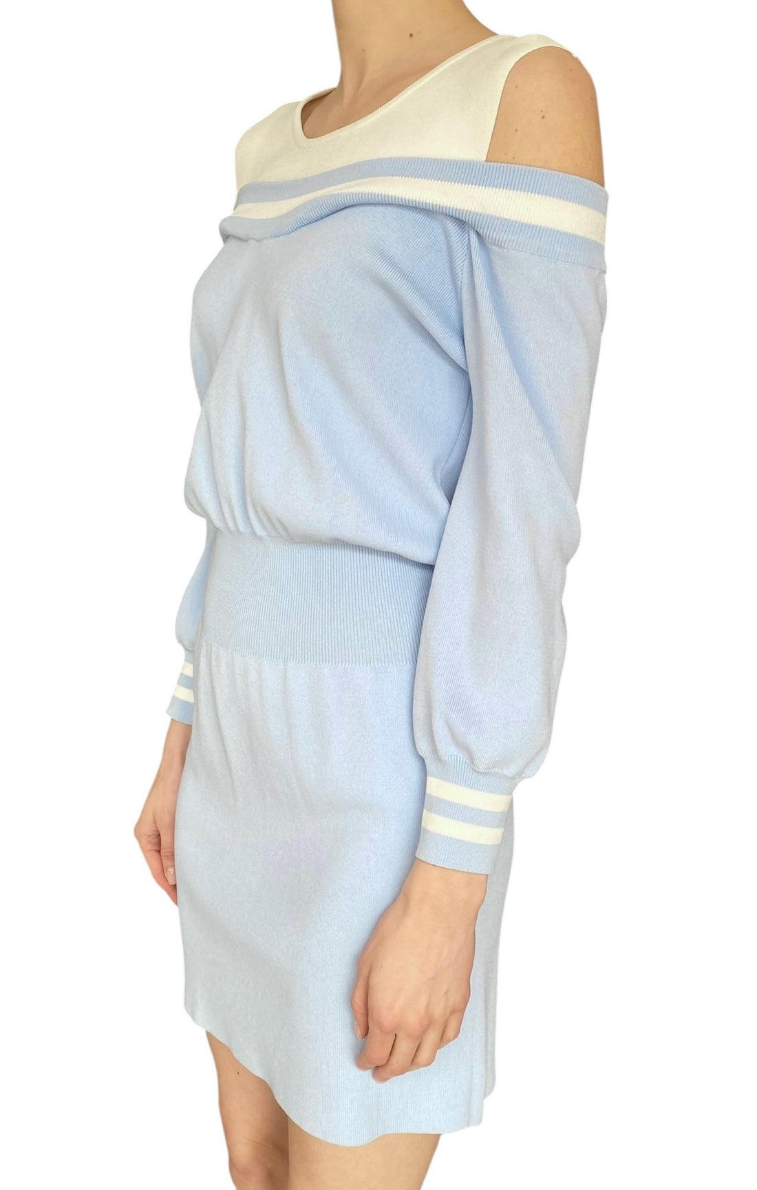 Chloé Baby Blue Off-Shoulder Mini Sweater Dress - 36 / US 2-4