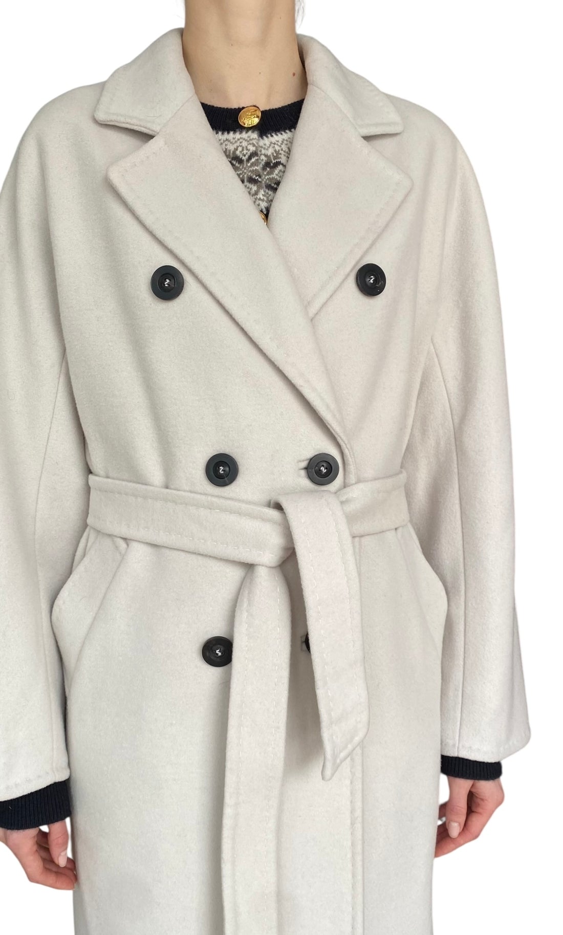 Max Mara Ivory Wool & Cashmere Madame Coat - US 4