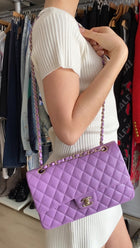 Chanel Medium Lilac Purple Caviar Leather Classic Double Flap Bag LGHW