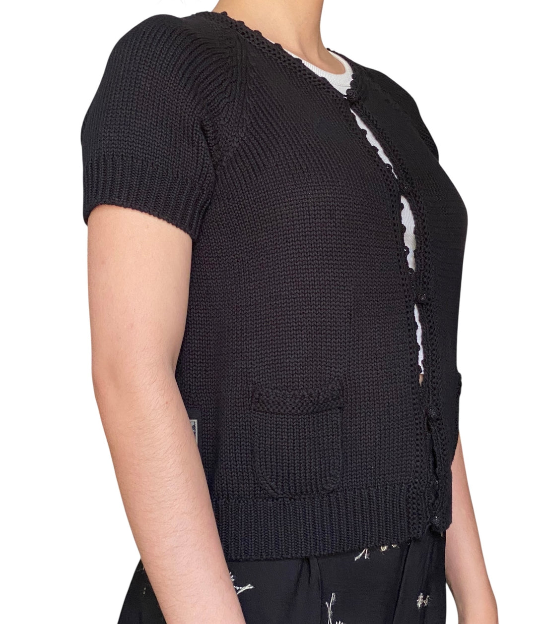 Prada Black Short Sleeve Knit Cardigan - 44