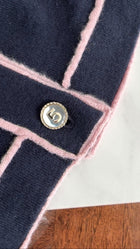 Chanel 21S Navy and Pink No. 5 Cashmere Cardigan Sweater - FR42 / 10