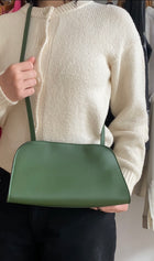 The Row Moss Green Leather Peggy Clutch with Straps
