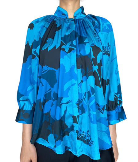 Smythe Blue Floral Printed Blouse - M