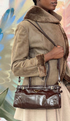 Prada Brown Medium Leather Bonnie Shoulder Bag Medium