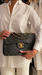 Chanel Vintage 1991 Classic Flap XL Maxi Black Leather GHW Chain Bag