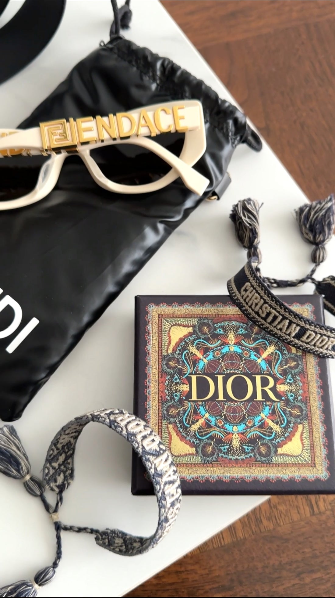 Dior Navy Blue Oblique Double Bracelet Set