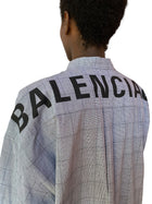 Balenciaga Grey Cotton Check Swing Oversized Logo Shirt - 36 / US 2