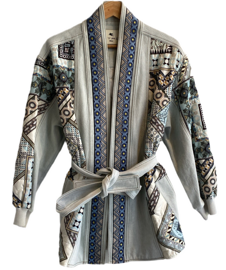 Etro Denim Printed Wrap Coat - 42