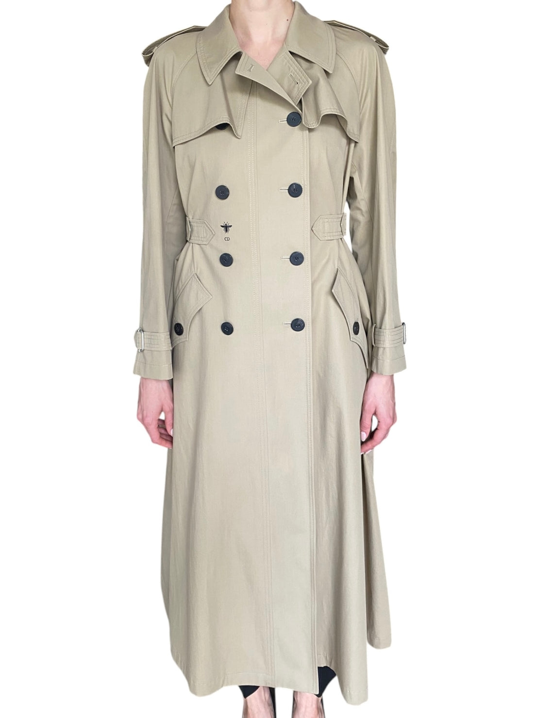 Christian Dior Beige Cotton Gabardine Double Breasted Trench Coat - IT 42 / US 4-6