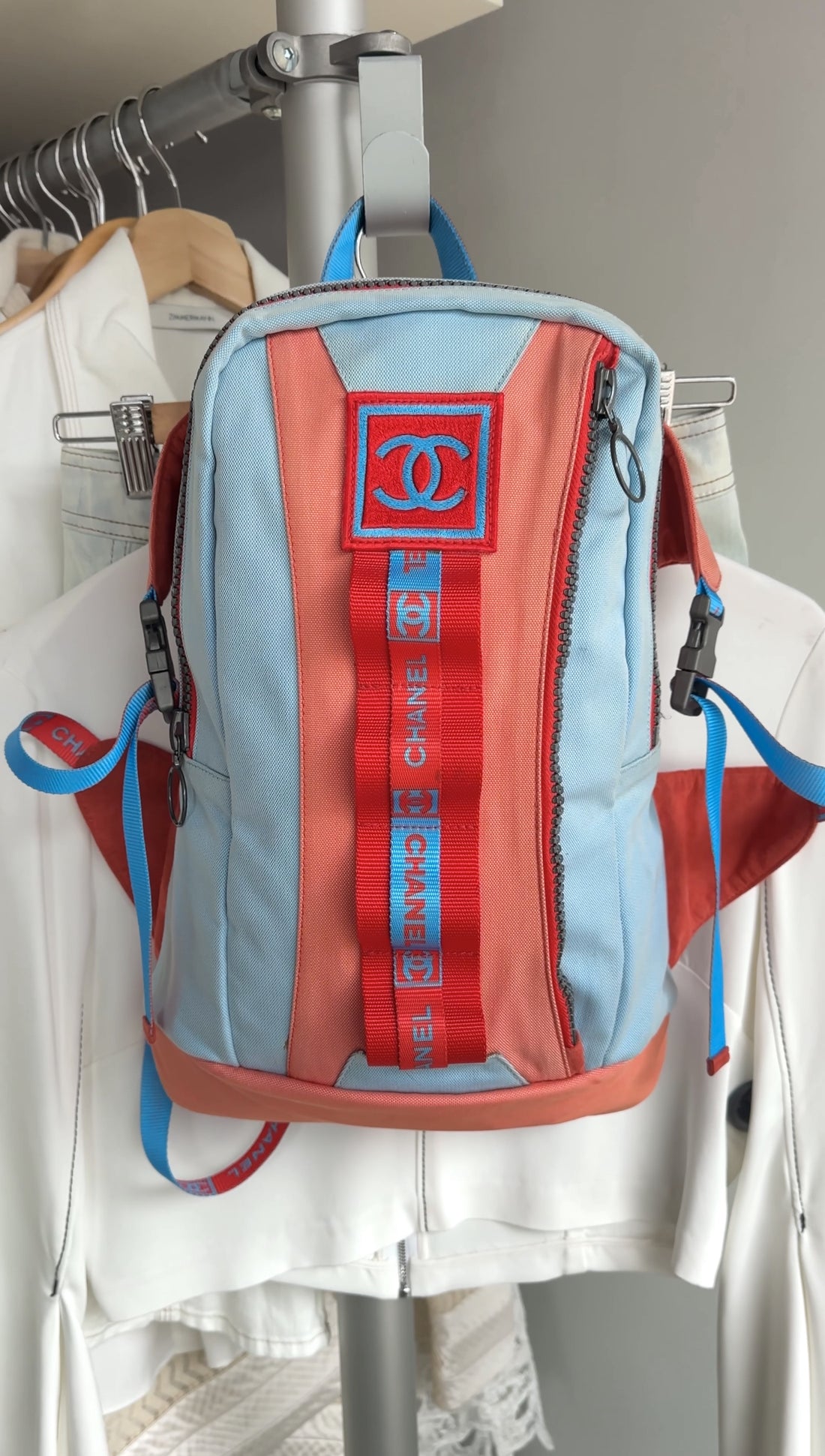 Chanel Sport Vintage 2002 Blue and Orange Canvas Backpack