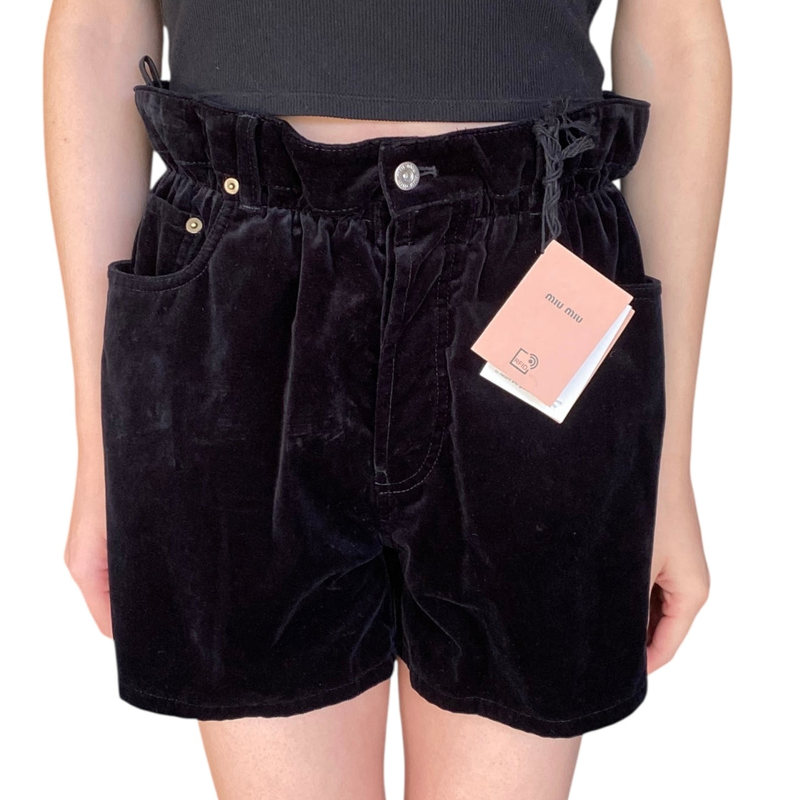 Miu Miu Black Velvet Puff Shorts - 42 / US 6