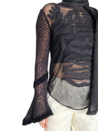 Jean Paul Gaultier Black Fine Knit Embroidered Turtleneck Sweater - XS / S