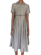 Christian Dior 2021 Houndstooth Midi Length Pleated Dress - IT 42 / FR 38 / US 6