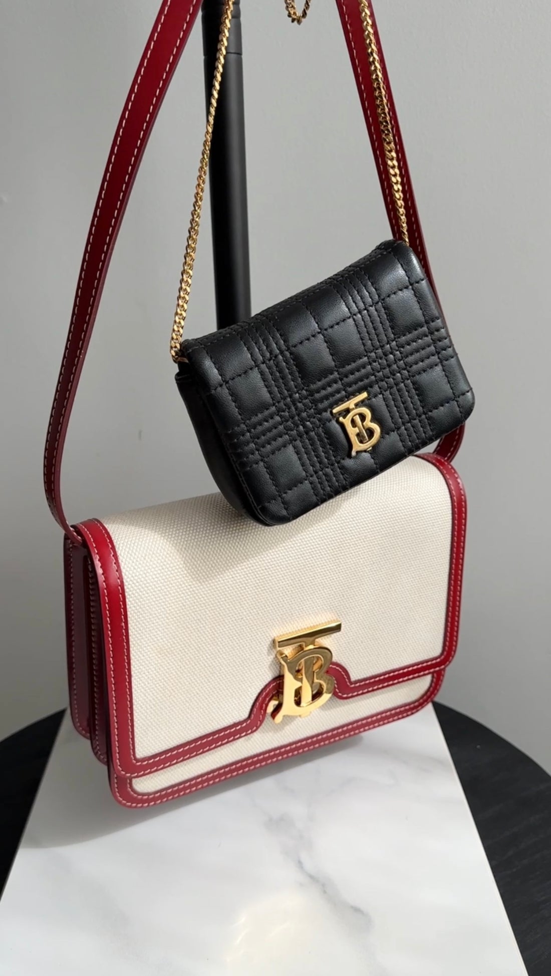 Burberry Micro Lola TB Black Leather Quilted Crossbody Bag