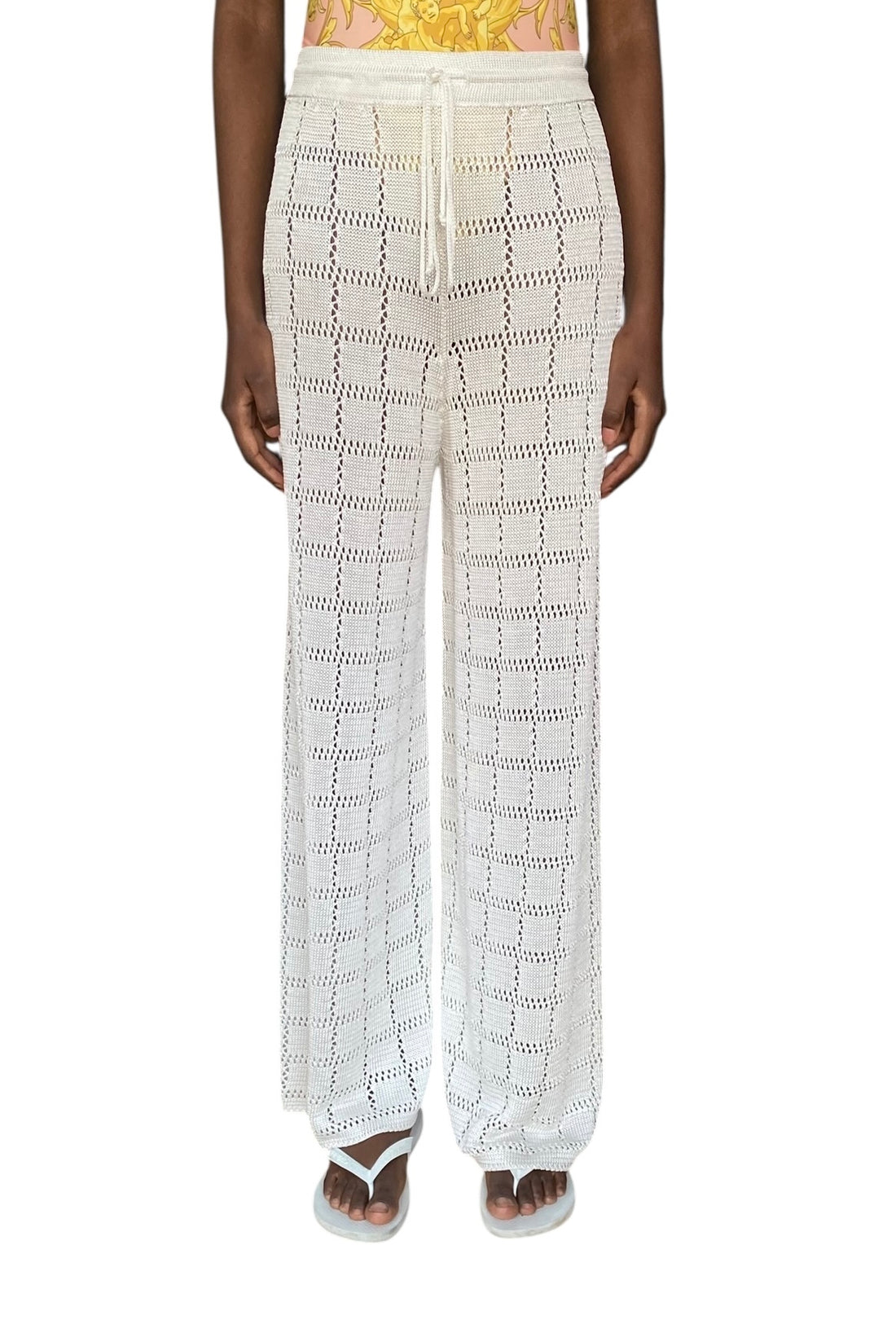 Calle De Mar Ivory Knit Patchwork Trousers - S / US 4