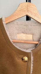 Nili Lotan Tan Shearling Zanie Jacket with Gold Buttons - S