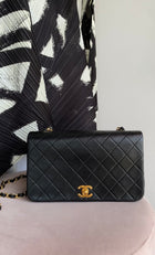 Chanel Black Vintage 1989 Quilted Leather Classic Full Flap Bag Small