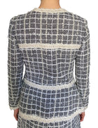 Giambattista Valli Grey & White Sequin Check Tweed 2-Piece Jacket & Skirt Set - IT 44 / US 6-8