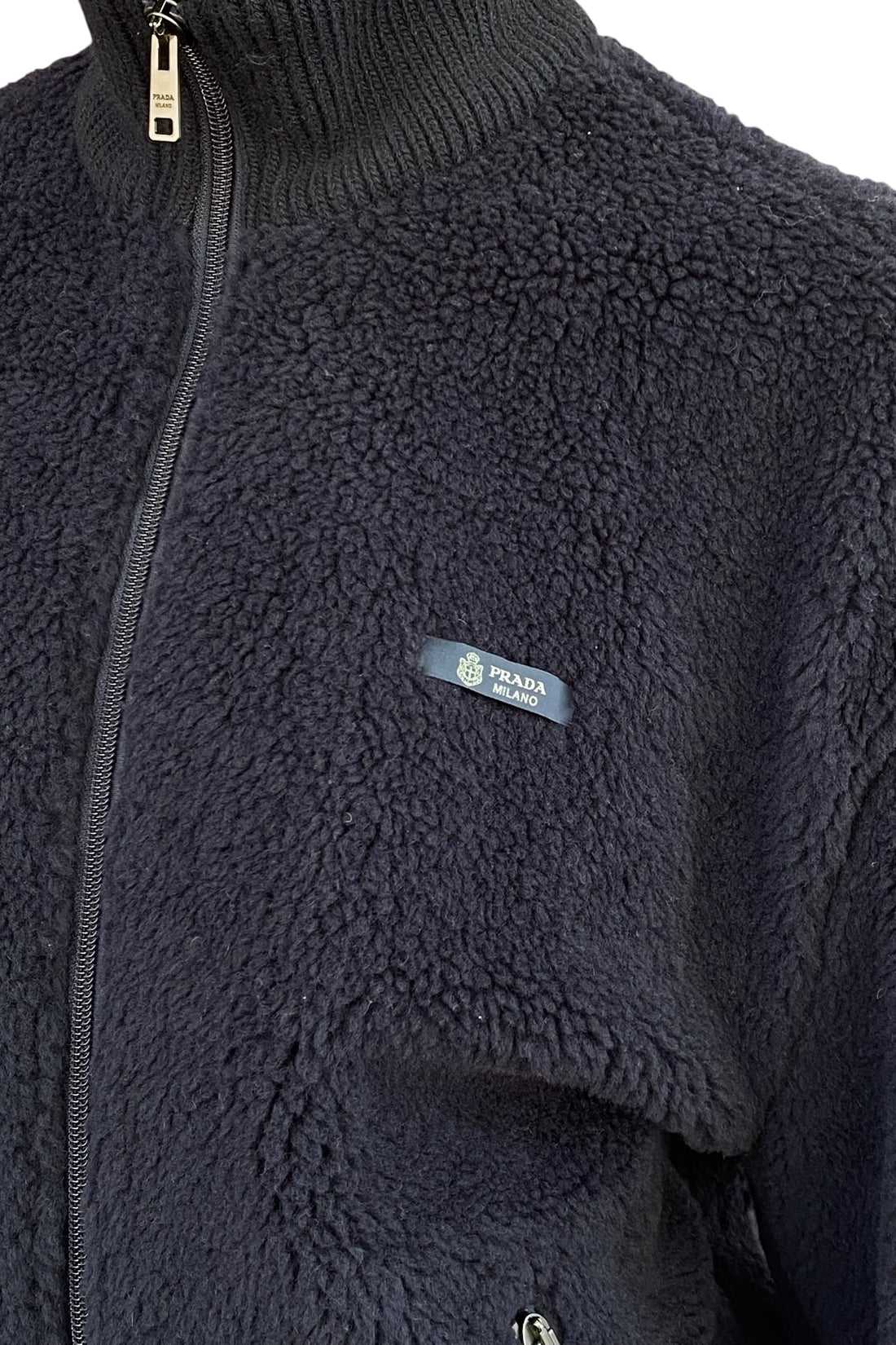 Prada Navy Fleece Zip Turtleneck Jacket - XS / US 4-6