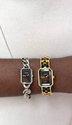 Chanel Stainles Steel Black Premiere Gourmette Chain SS Small Version Watch