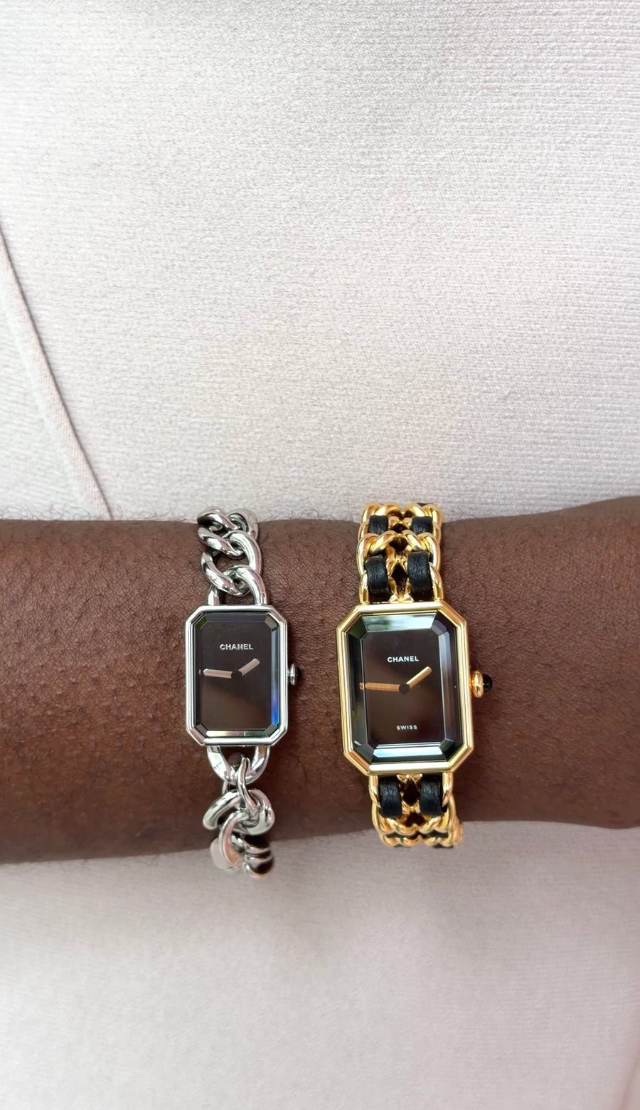 Chanel Stainles Steel Black Premiere Gourmette Chain SS Small Version Watch