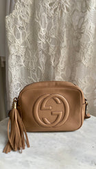Gucci Beige Leather Interlocking GG Soho Disco Crossbody Bag