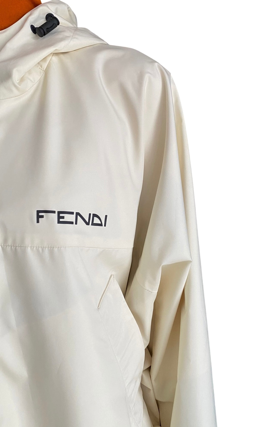 Fendi Orange Geo Puzzle Print Reversible Cropped Hooded Rain Jacket - M / 8-10