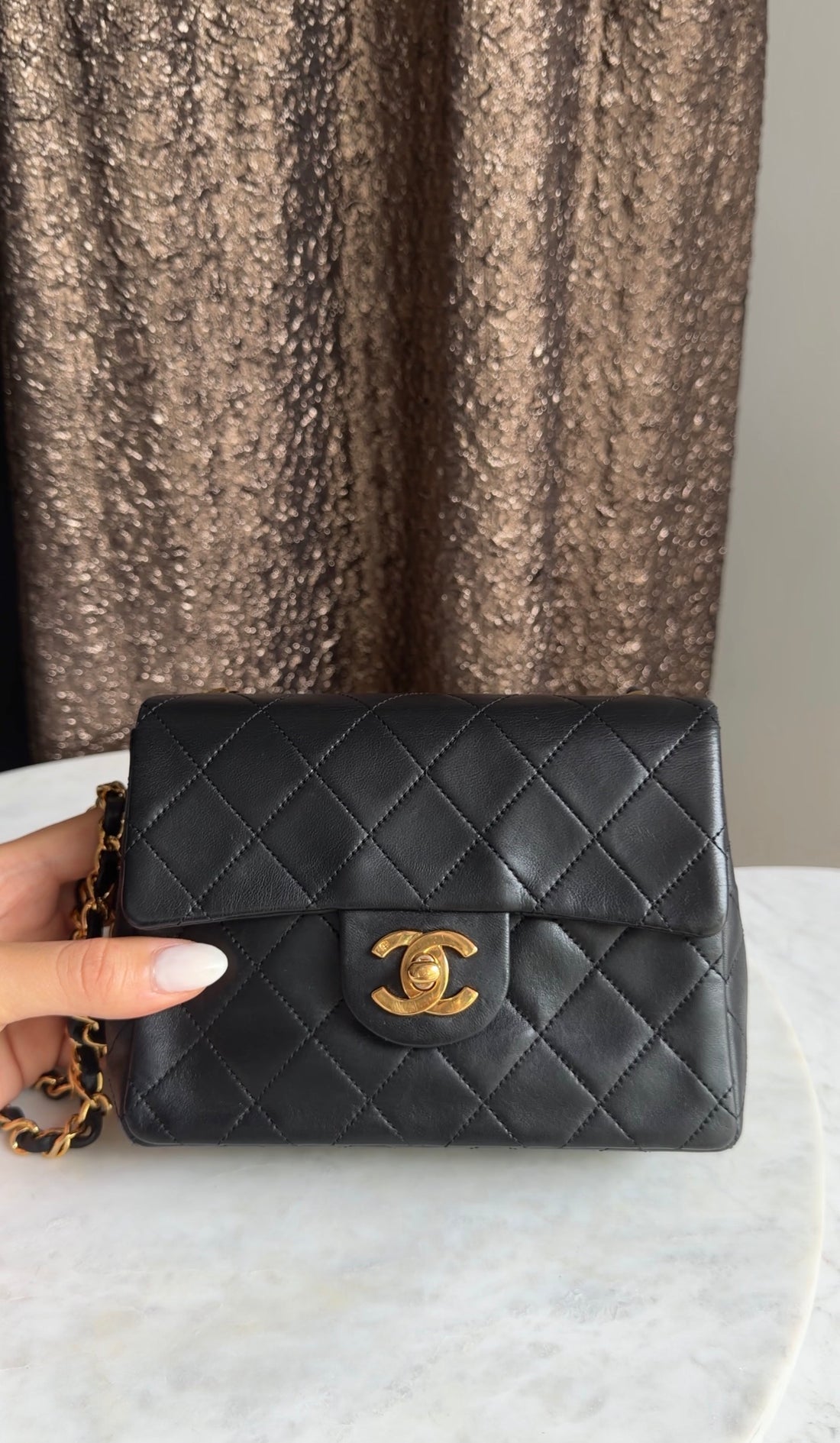 Chanel Black Vintage 1989 Quilted Leather Mini Classic Flap Bag GHW