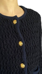 Nili Lotan Navy “Bridget” Wool Cardigan - S