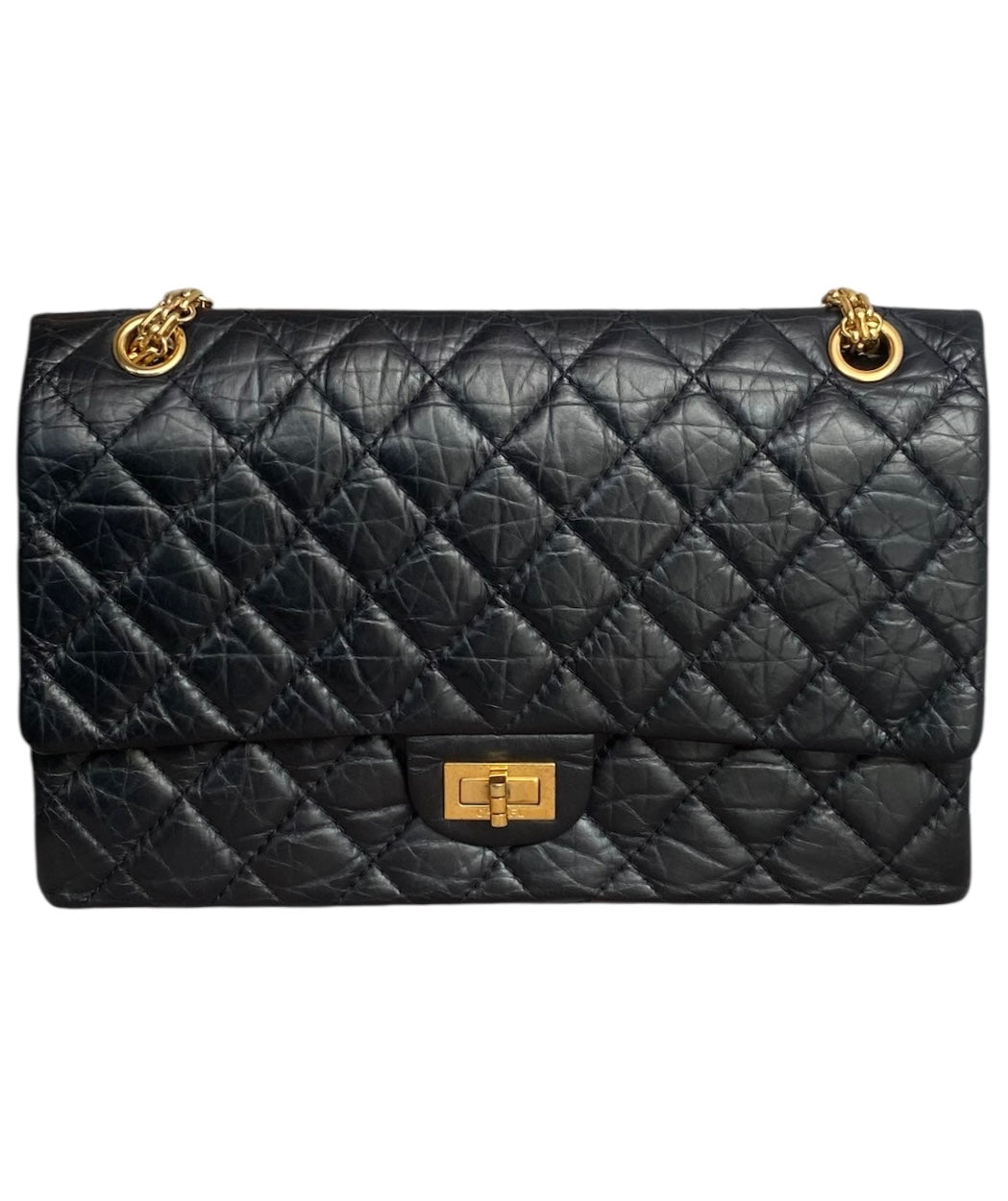 Chanel Black Aged Calfskin 2.55 Reissue 277 Double Flap GHW