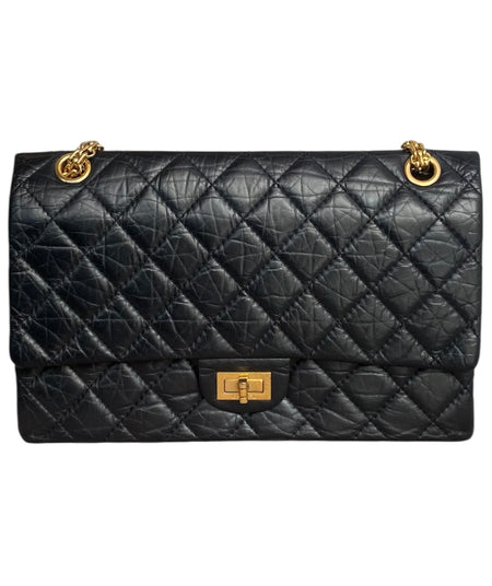 Chanel Black Aged Calfskin 2.55 Reissue 277 Double Flap GHW