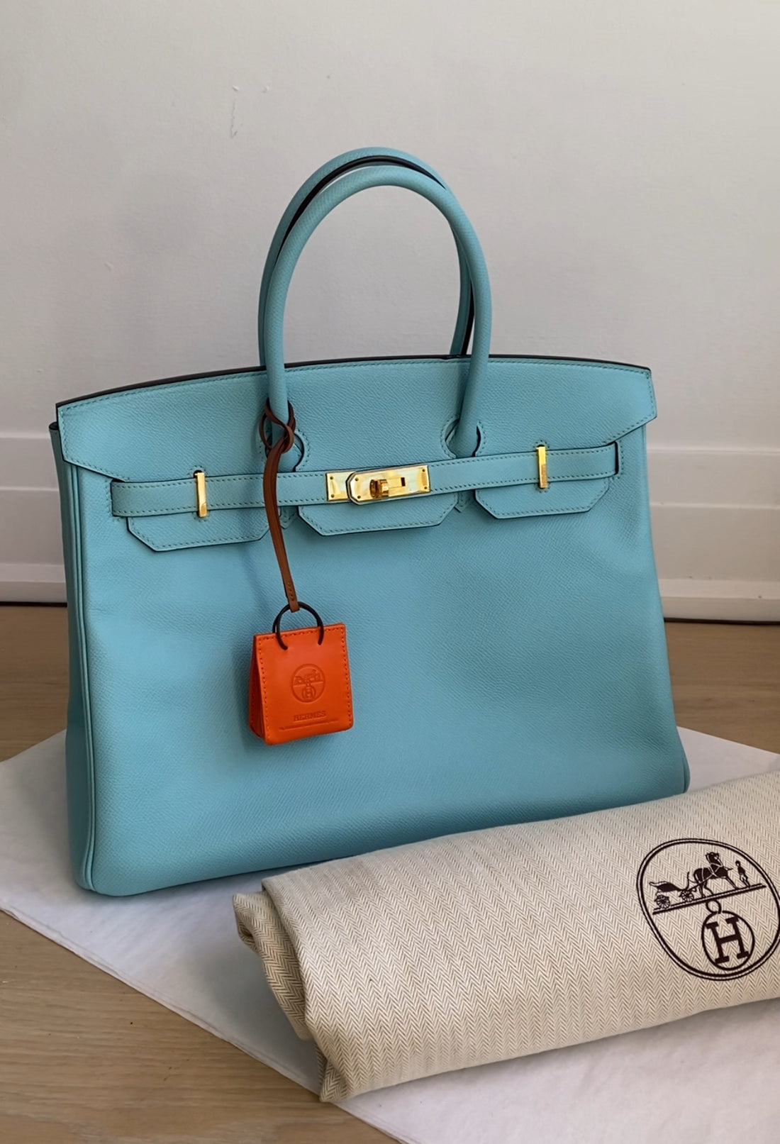 Hermes 2015 Tiffany Turquoise Blue Epsom Leather Birkin 35cm GHW