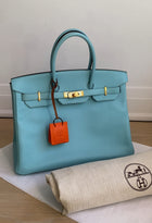 Hermes 2015 Tiffany Turquoise Blue Epsom Leather Birkin 35cm GHW