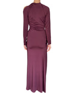 Victoria Beckham Plum Twist Gathered Cutout Plunge Gown - IT 42/ US 6
