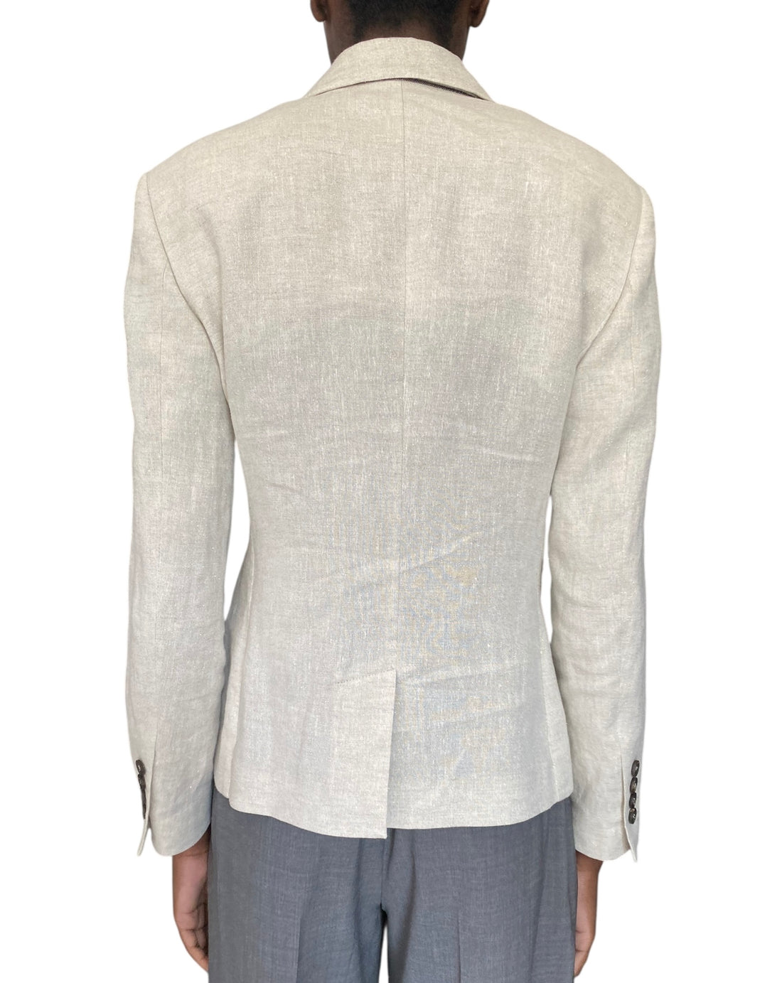 Brunello Cucinelli Ivory Monili Embellished Linen Blazer - 40 / US 4